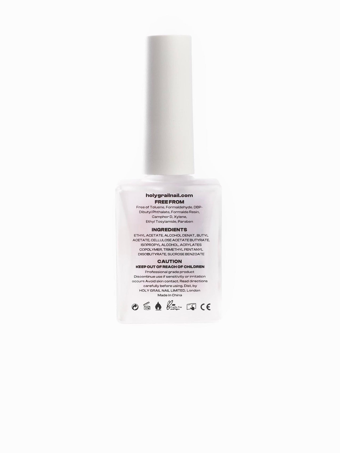 Nail care top coat ingredients label showing professional salon quality formula