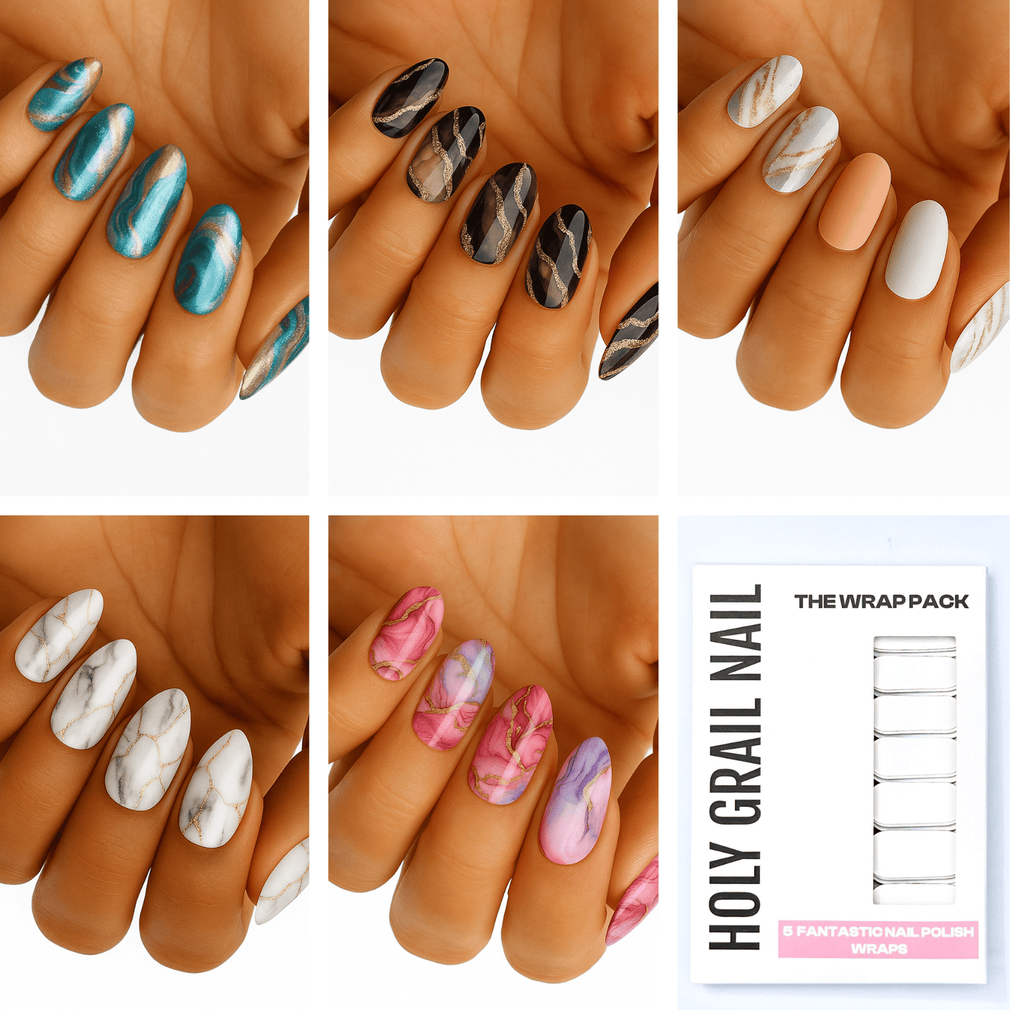 Holy Grail Nail Non-UV Nail Wraps The Marble Pack