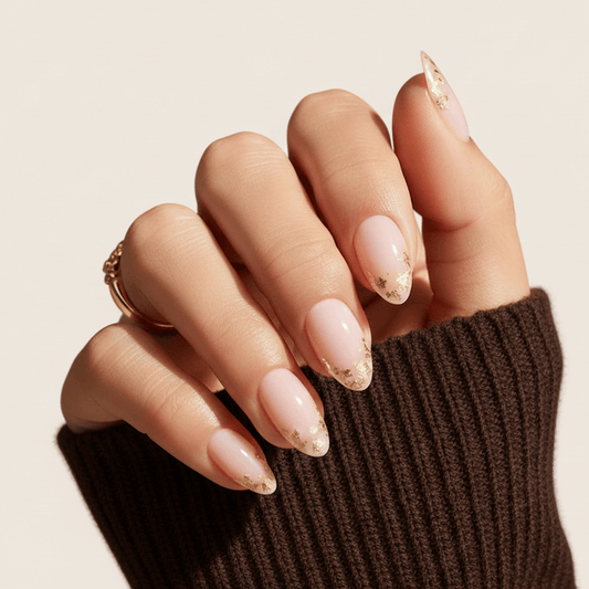 Holy Grail Nail press on Gold Leaf French Mani - Soft Gel Press Ons (Short Almond)