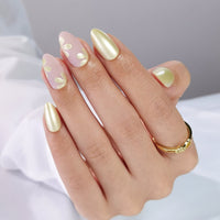 Pearl Flower - Soft Gel Press Ons (Short Almond)
