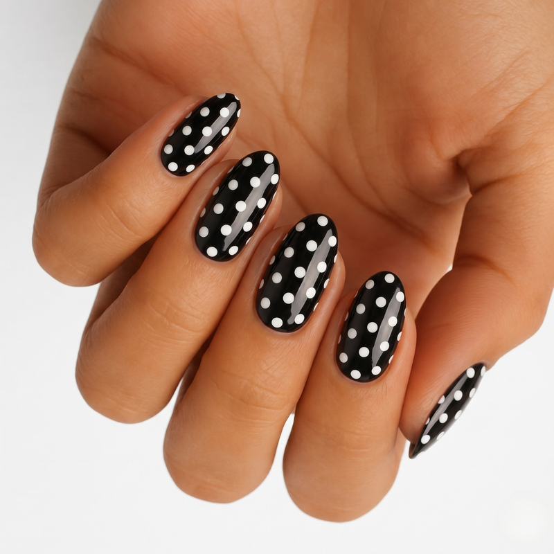 Polka Dot Black - Holy Classics (Non-UV Nail Wraps)