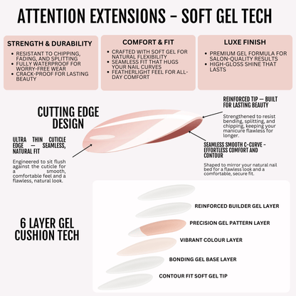 XS Classic Almond French- Soft Gel Press Ons (Extra Short Natural)
