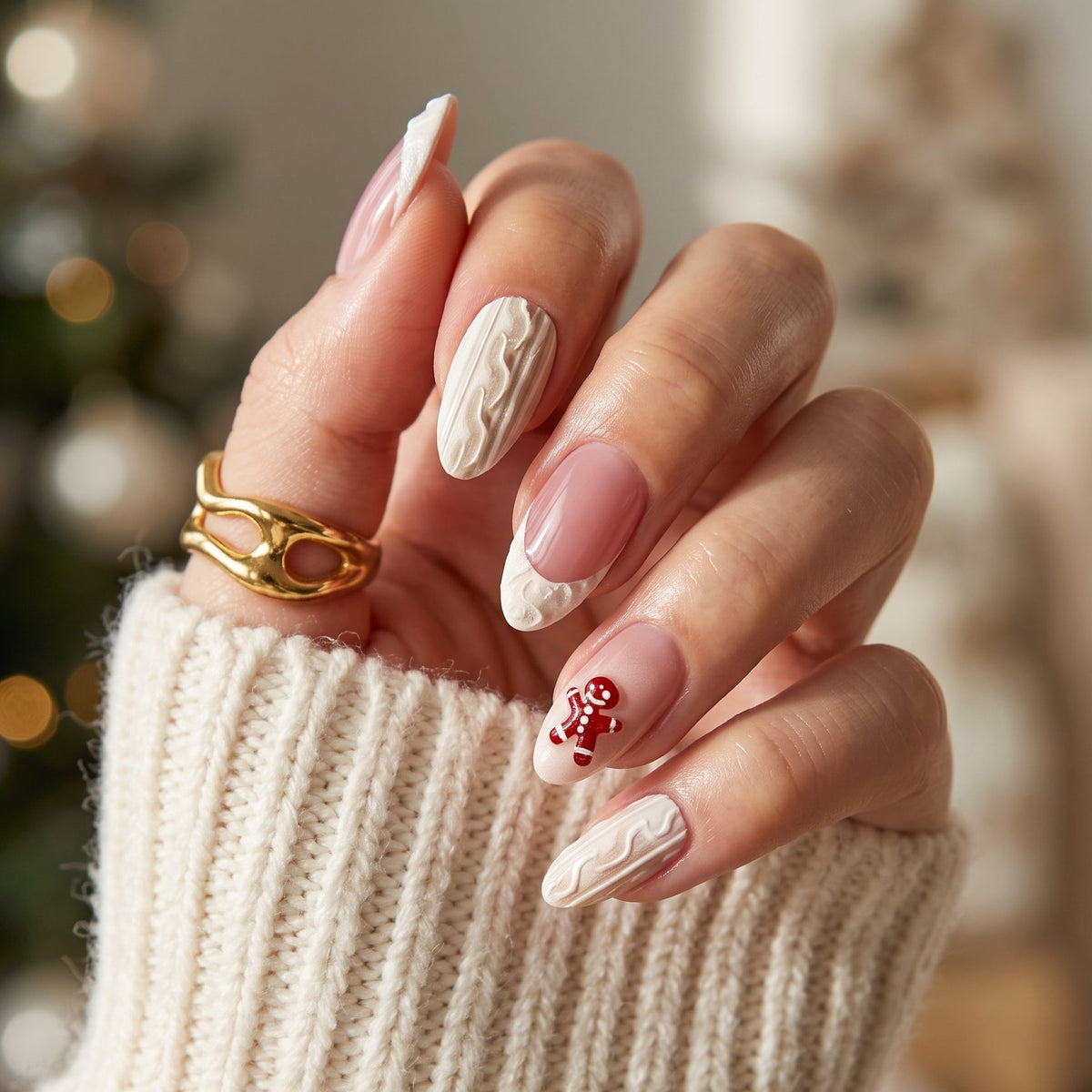 Gingerbread Glam- Soft Gel Press Ons (Short Almond)