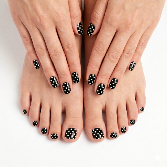 Matching Tips & Toes - Polka Dot Black