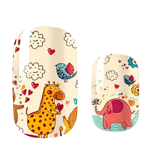 Holy Grail Nail Mini Me (Kids Nail Wraps) Happy Safari - Kids Wraps - Mini Me by Holy Grail Nail