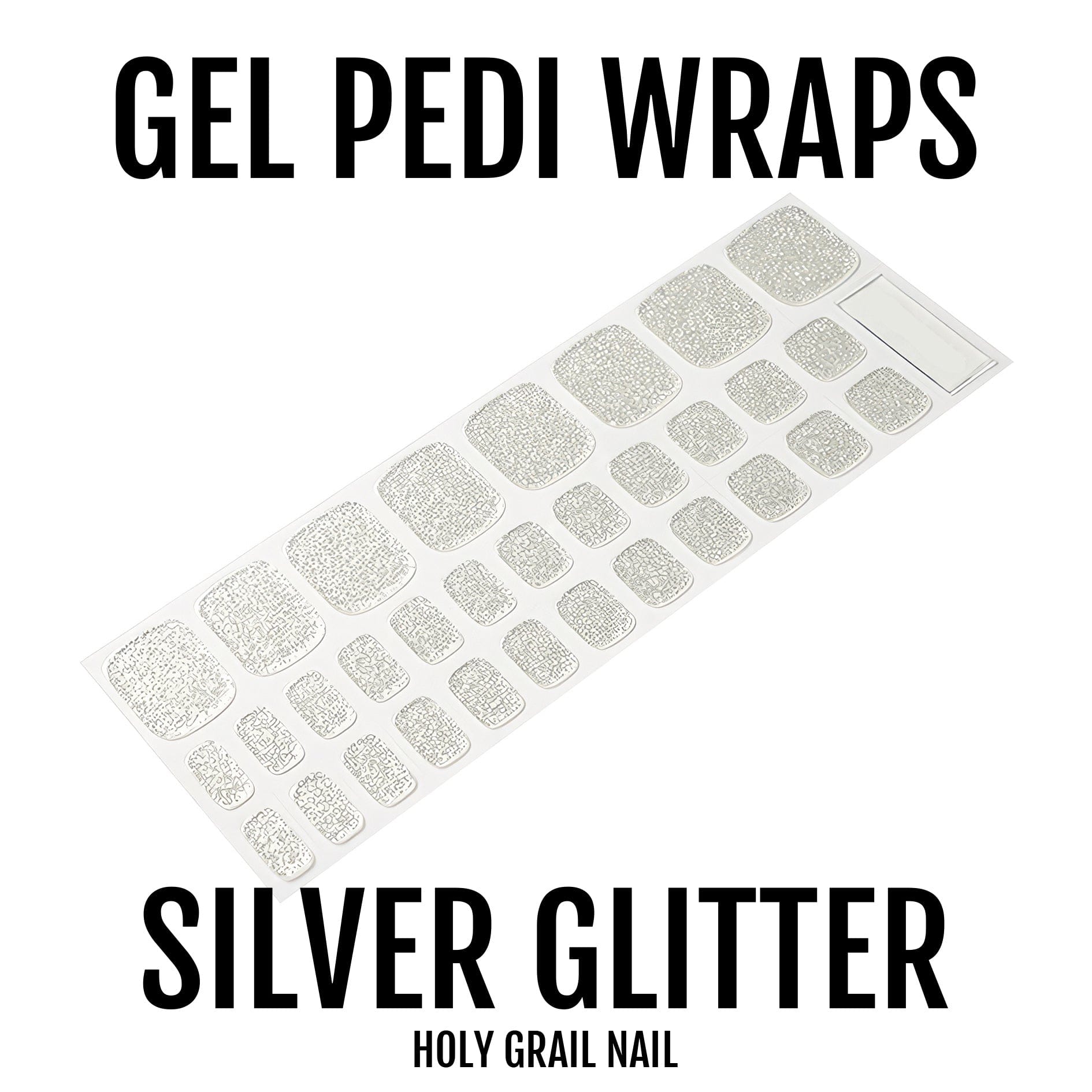 Holy Grail Nail Semi-Cured Gels Silver Glitter - Gel Pedi Wraps