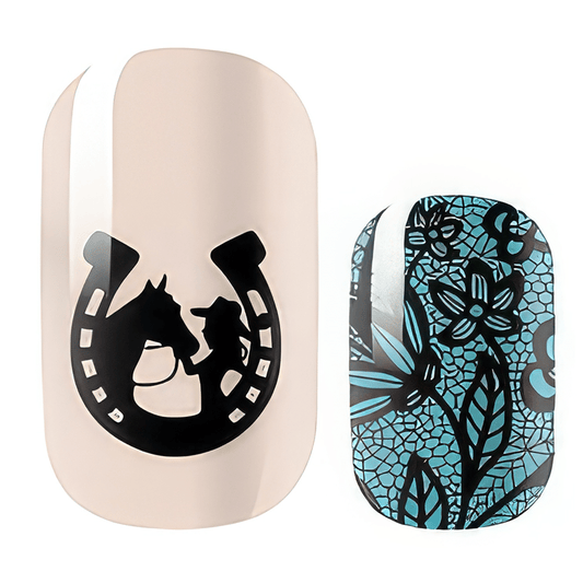 Holy Grail Nail Non-UV Nail Wraps Turquoise Leopard and Lace - Holy Classics (Non-UV Nail Wraps)