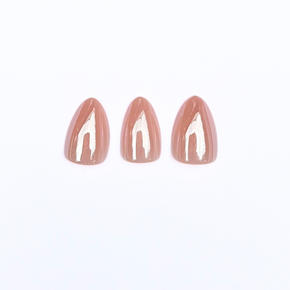 Champagne (Glazed) - Soft Gel Press Ons (Short Almond)