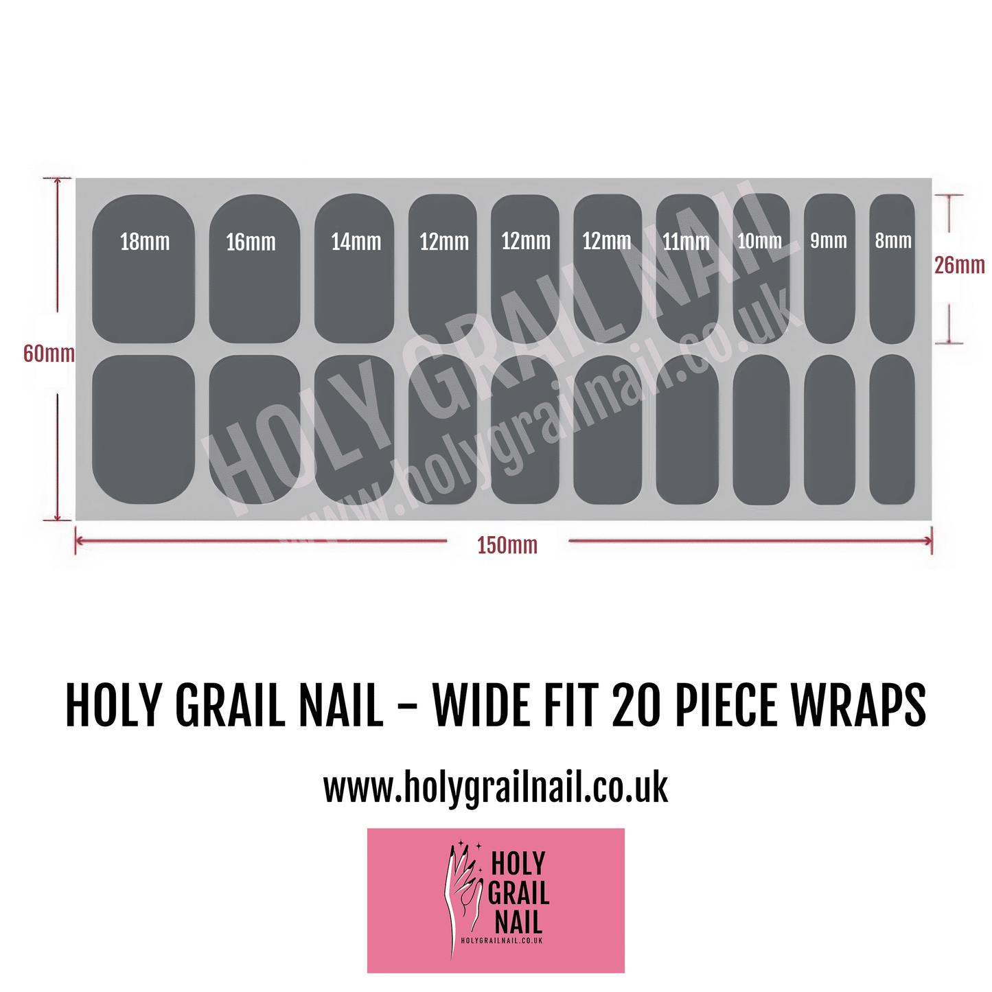 Holy Grail Nail Non-UV Nail Wraps Agate - Wide Fit Wrap (20 Piece)