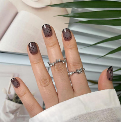 Micro Dot - Soft Gel Press Ons (Extra Short Natural)