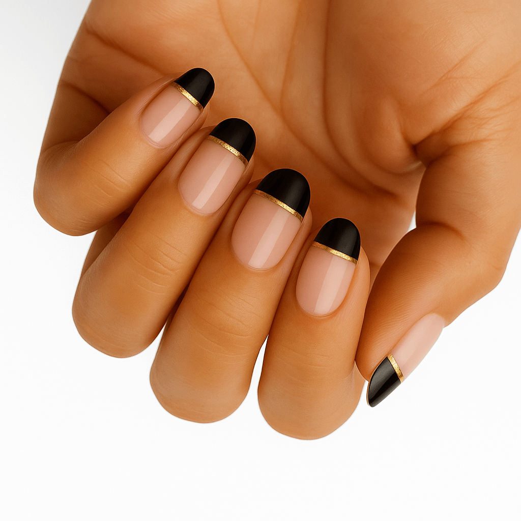 Holy Grail Nail Non-UV Nail Wraps Black and Gold French Mani (Part Transparent)- Holy Classics (Non-UV Nail Wraps)