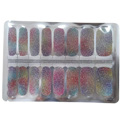 Holographic rainbow nail wraps sheet with metallic multicolour glitter gel wraps for at-home manicure