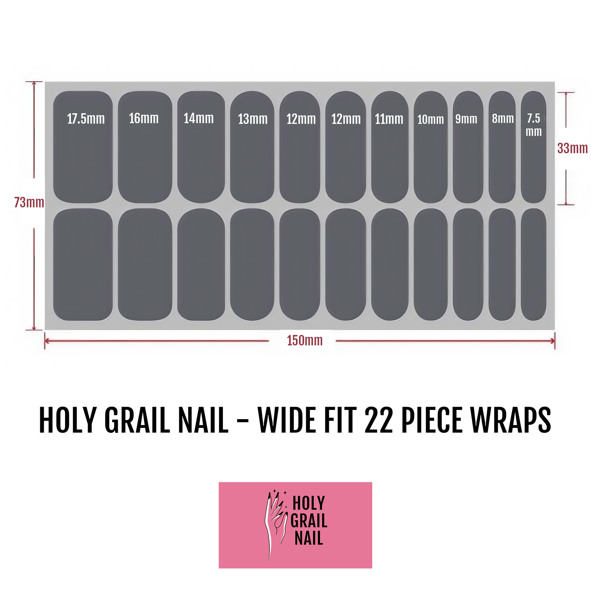 Holy Grail Nail Non-UV Nail Wraps Coquette (Glitter) - Wide Fit Wrap (22 Piece)