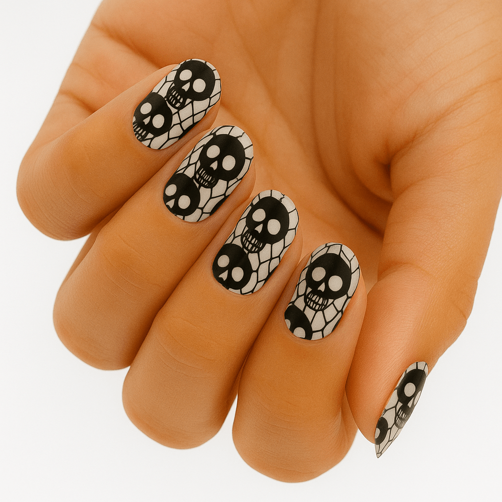 Holy Grail Nail Non-UV Nail Wraps Fishnet Skulls (Glow in the Dark) - Holy Classics (Non-UV Nail Wraps)