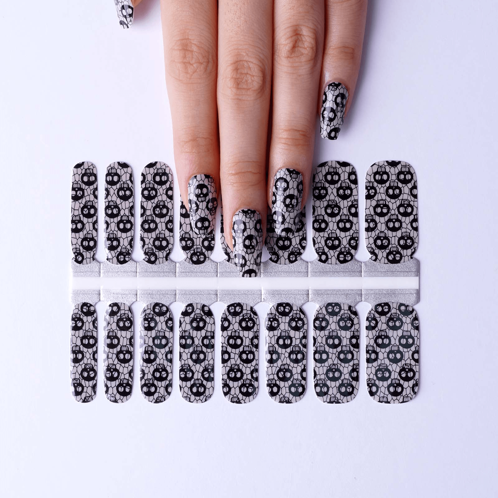 Holy Grail Nail Non-UV Nail Wraps Fishnet Skulls (Glow in the Dark) - Holy Classics (Non-UV Nail Wraps)