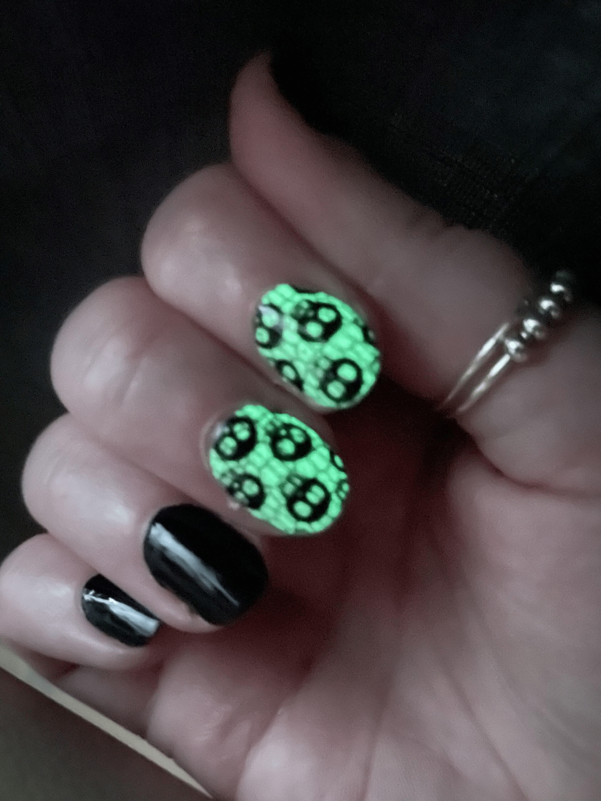 Holy Grail Nail Non-UV Nail Wraps Fishnet Skulls (Glow in the Dark) - Holy Classics (Non-UV Nail Wraps)