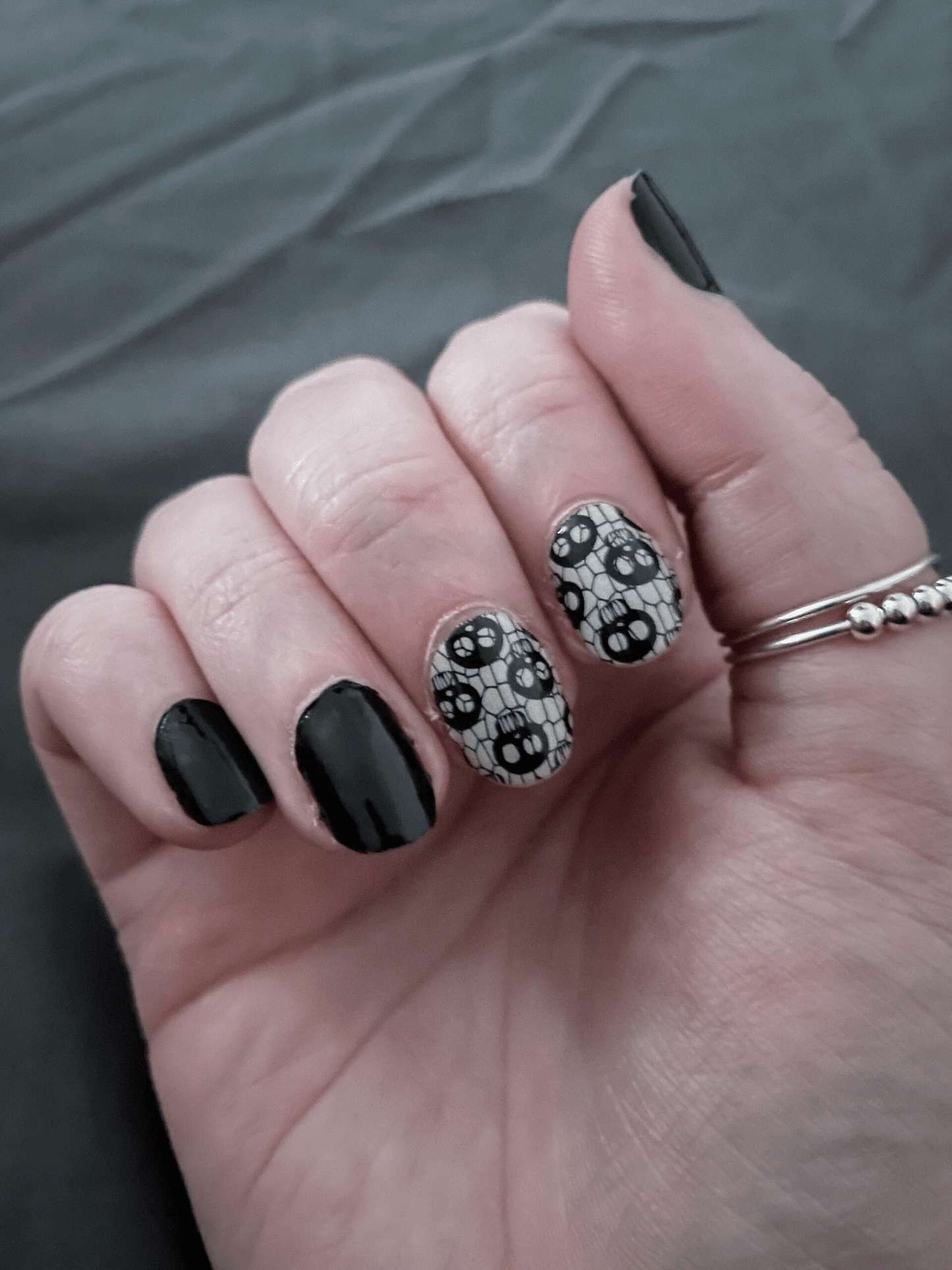 Holy Grail Nail Non-UV Nail Wraps Fishnet Skulls (Glow in the Dark) - Holy Classics (Non-UV Nail Wraps)