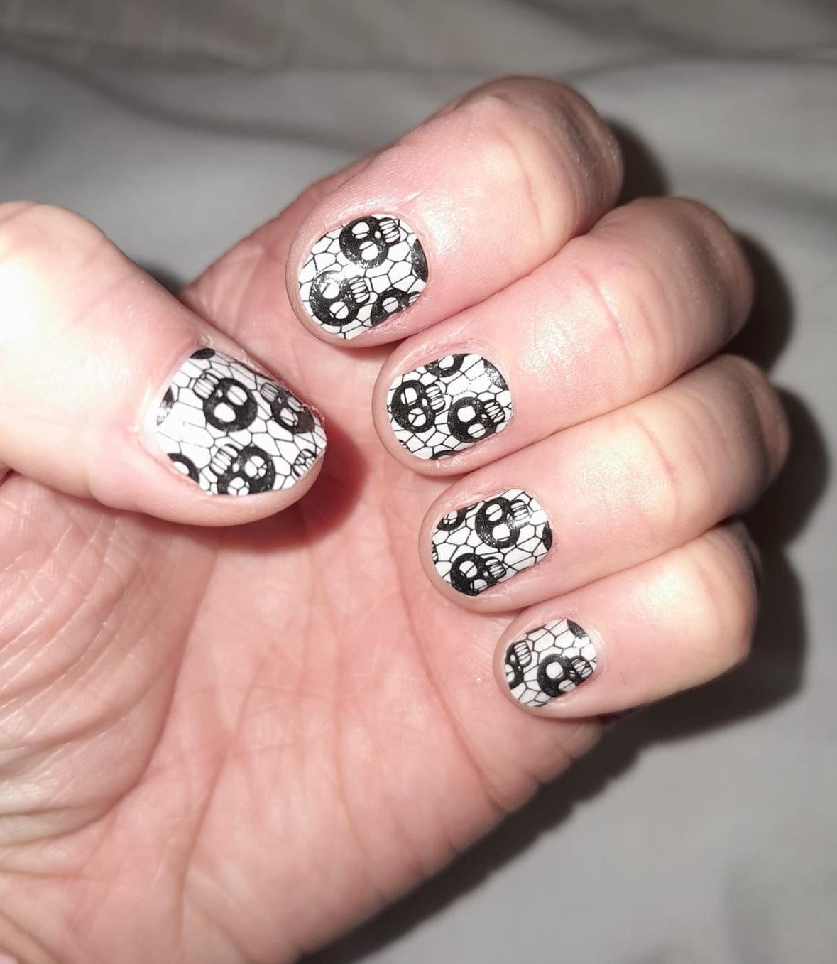 Holy Grail Nail Non-UV Nail Wraps Fishnet Skulls (Glow in the Dark) - Holy Classics (Non-UV Nail Wraps)