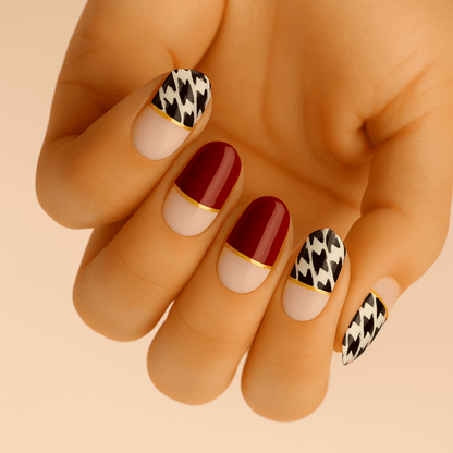 Holy Grail Nail Non-UV Nail Wraps Houndstooth French Mani (Part Transparent)- Holy Classics (Non-UV Nail Wraps)