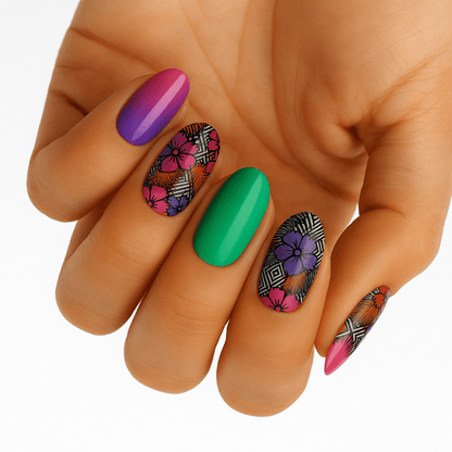 Holy Grail Nail Non-UV Nail Wraps Kyoto Garden - Wide Fit Wrap (22 Piece)