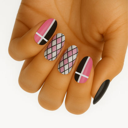 Holy Grail Nail Non-UV Nail Wraps Pink Check - Holy Classics (Non-UV Nail Wraps)
