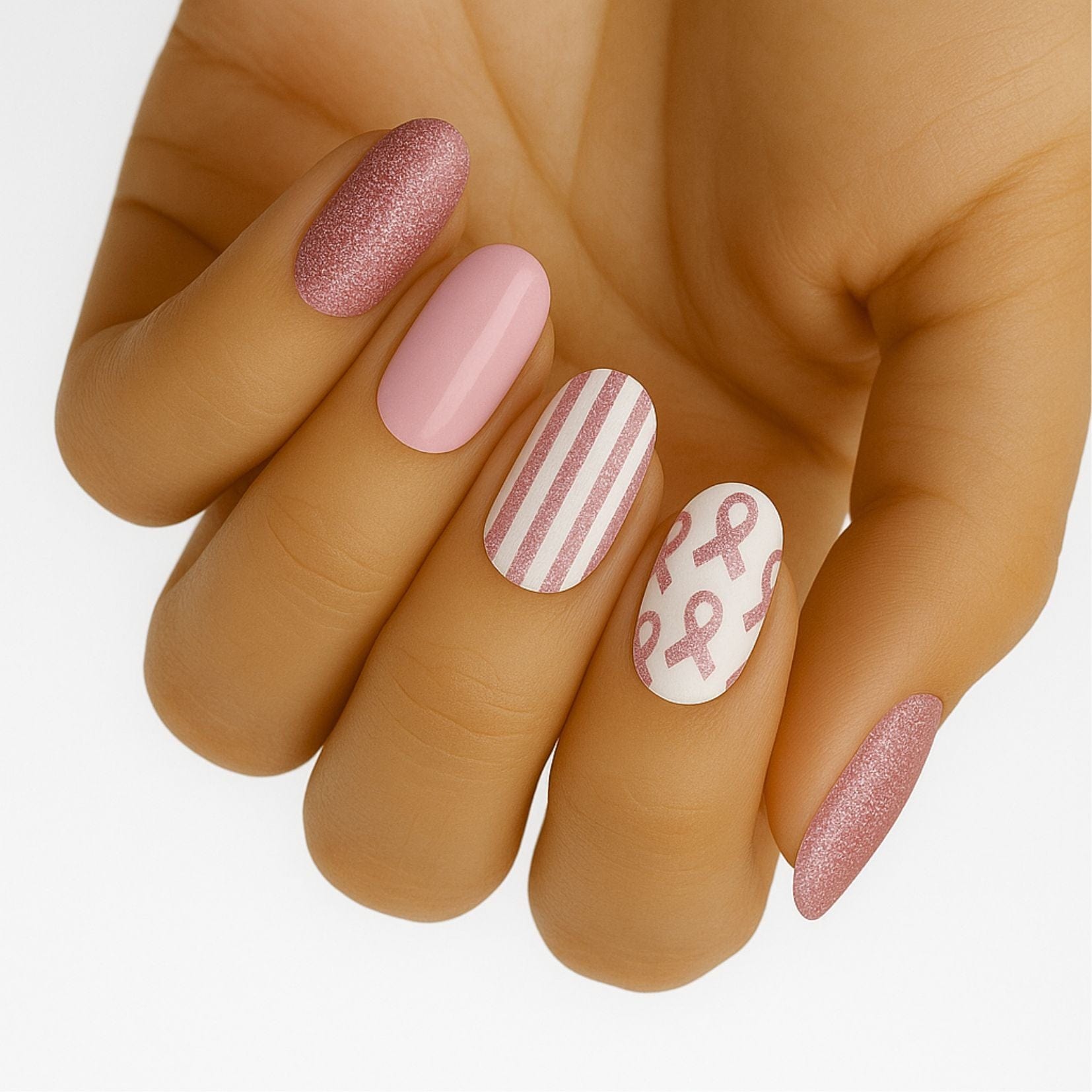 Holy Grail Nail Non-UV Nail Wraps Pink Ribbon - Dark Pink (Glitter) - Holy Classics (Non-UV Nail Wraps)