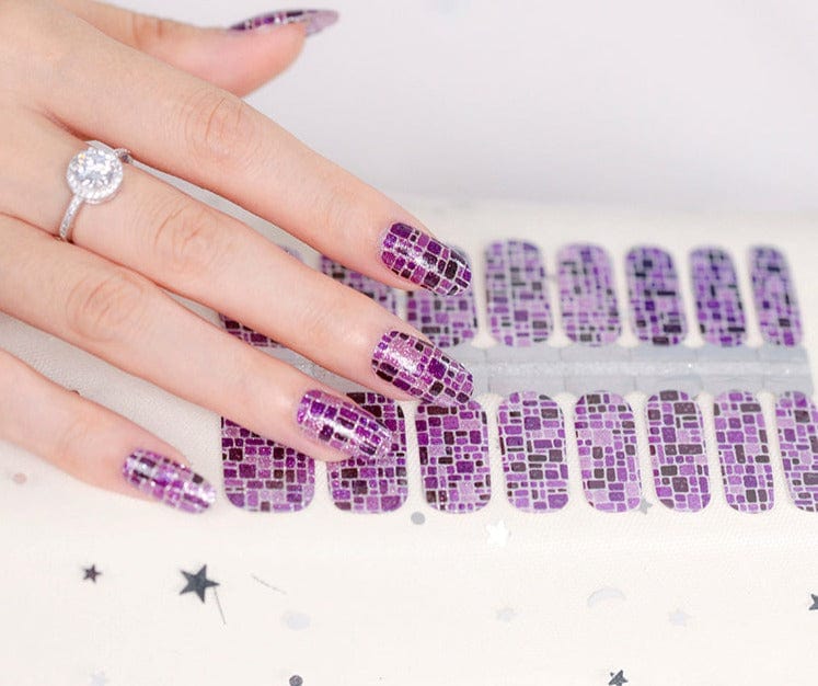 Holy Grail Nail Non-UV Nail Wraps Purple Mosaic (Glitter) - Holy Classics (Non-UV Nail Wraps)