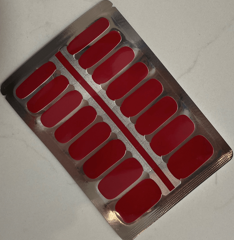Non-UV nail wraps sheet with deep burgundy wine red strips for DIY manicure