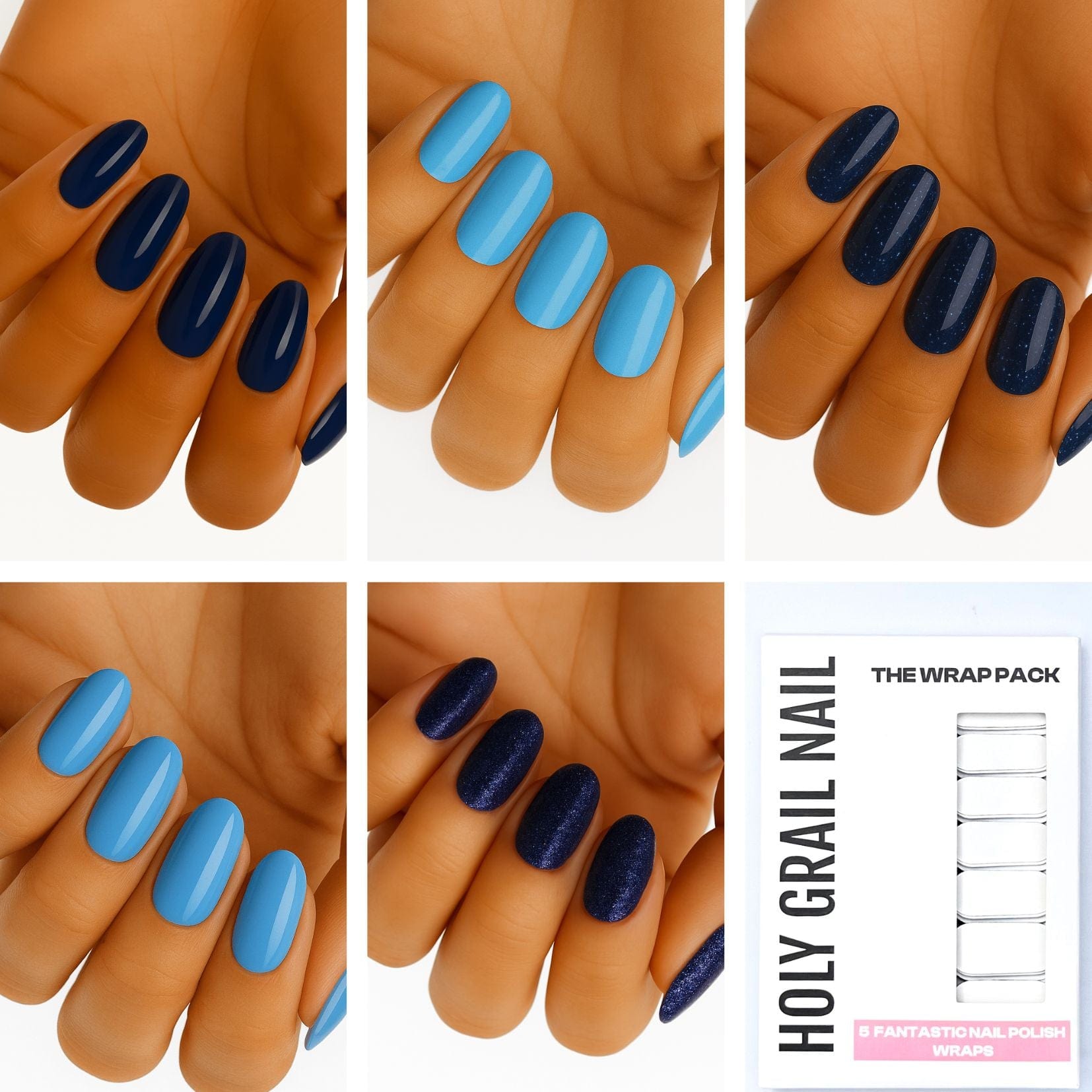 Holy Grail Nail Non-UV Nail Wraps The Blue Pack