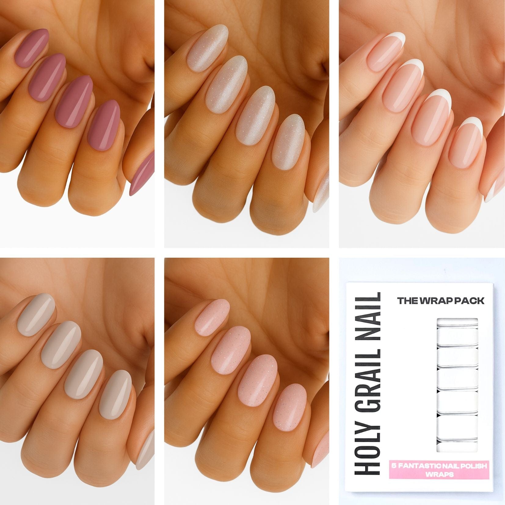 Holy Grail Nail Non-UV Nail Wraps The Light Nudes Pack