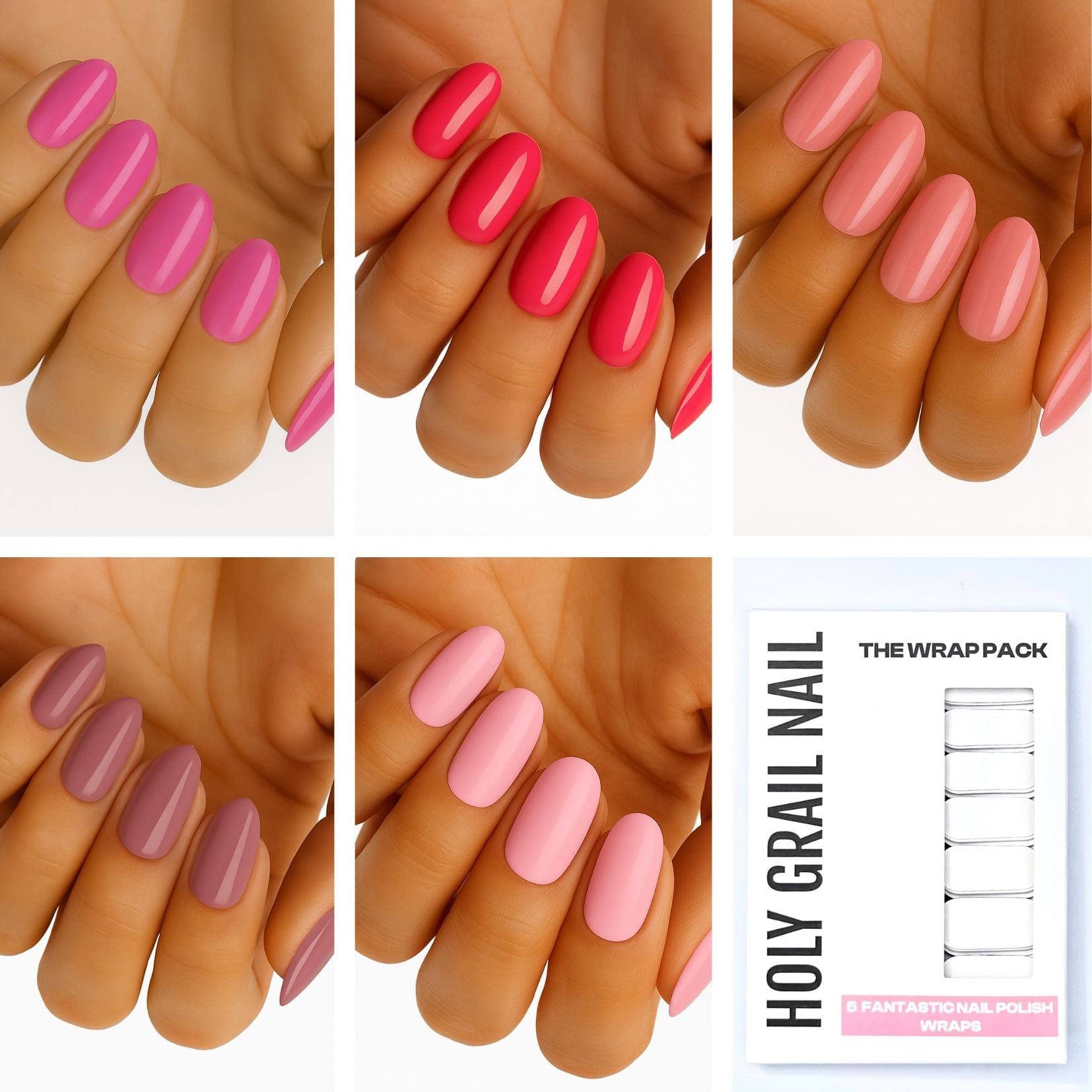 Holy Grail Nail Non-UV Nail Wraps The Pink Pack