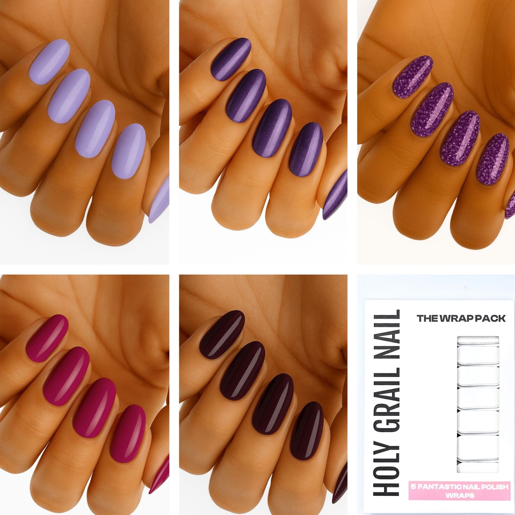 Holy Grail Nail Non-UV Nail Wraps The Purple Pack