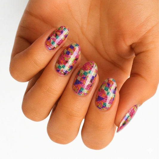 Holy Grail Nail Non-UV Nail Wraps Triangular Maze (Glitter) - Holy Classics (Non-UV Nail Wraps)