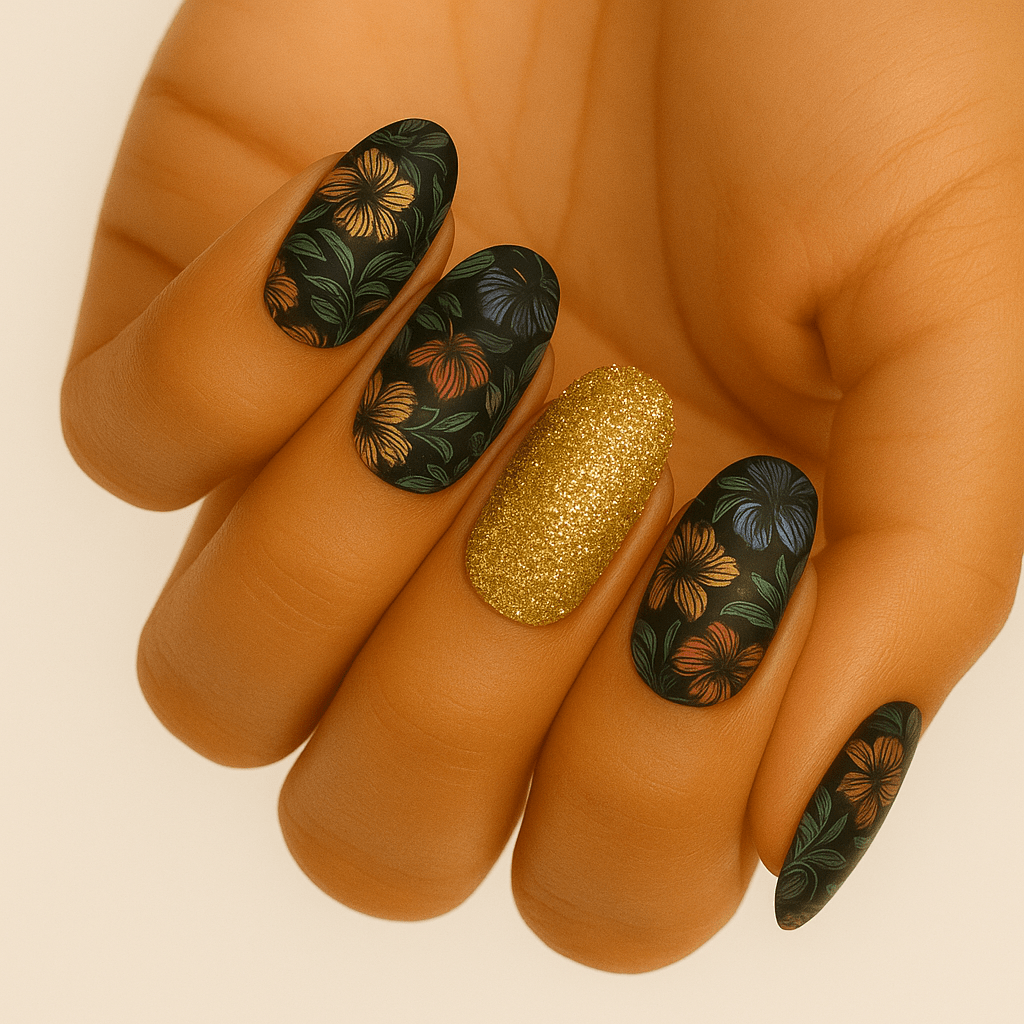 Holy Grail Nail Non-UV Nail Wraps Tropical Flower (Glitter) - Holy Classics (Non-UV Nail Wraps)