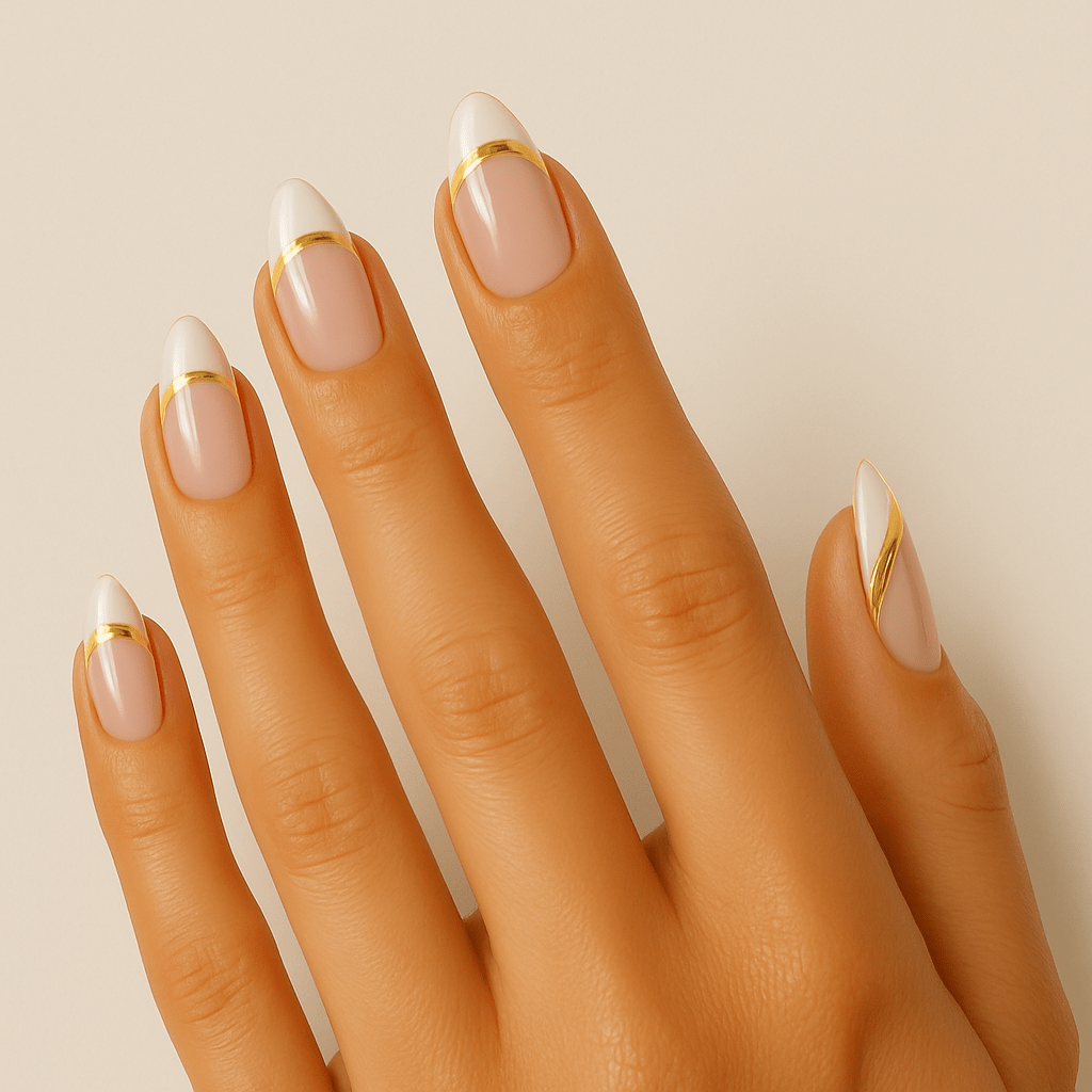 Holy Grail Nail press on Gold Trim French Mani - Soft Gel Press Ons