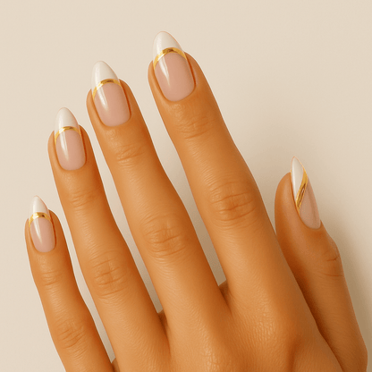 Holy Grail Nail press on Gold Trim French Mani - Soft Gel Press Ons