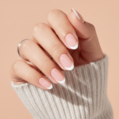 Oval French Mani  - Soft Gel Press Ons (Short Oval)