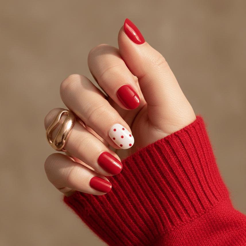 Holy Grail Nail press on Pin up in Polka - Soft Gel Press Ons (Extra Short Natural)