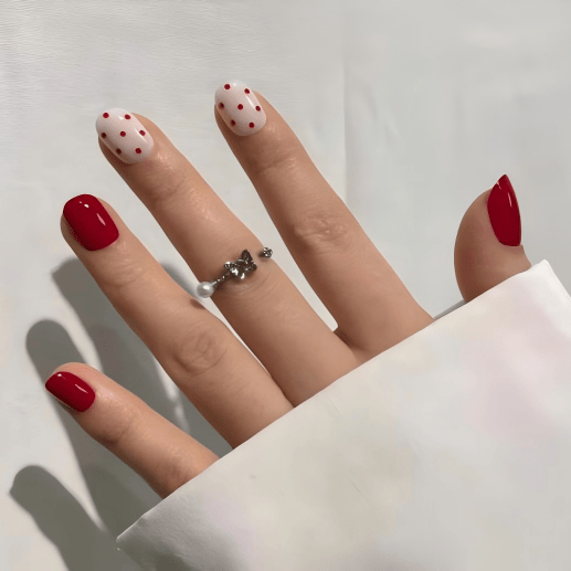 Holy Grail Nail press on Pin up in Polka - Soft Gel Press Ons (Extra Short Natural)