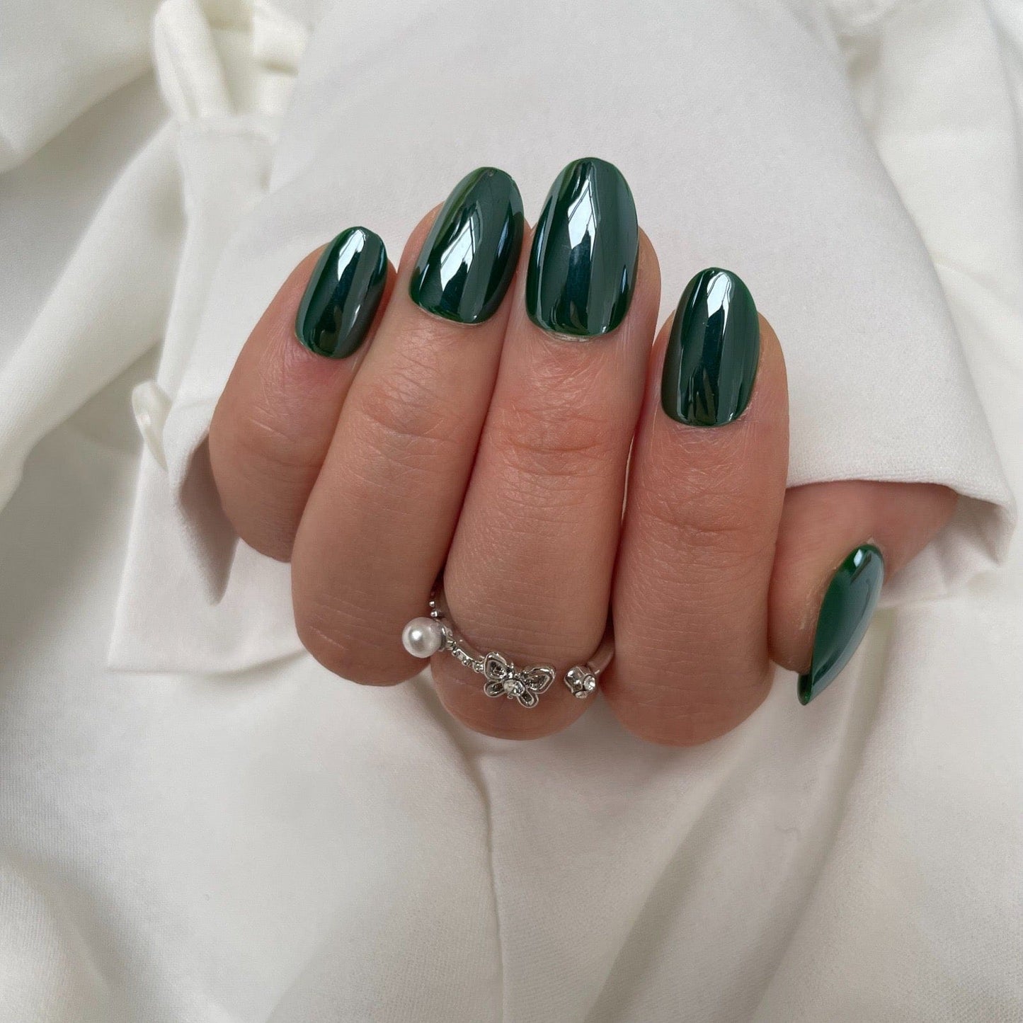 Holy Grail Nail press on Racing Green (Glazed) - Soft Gel Press Ons (Short Oval)