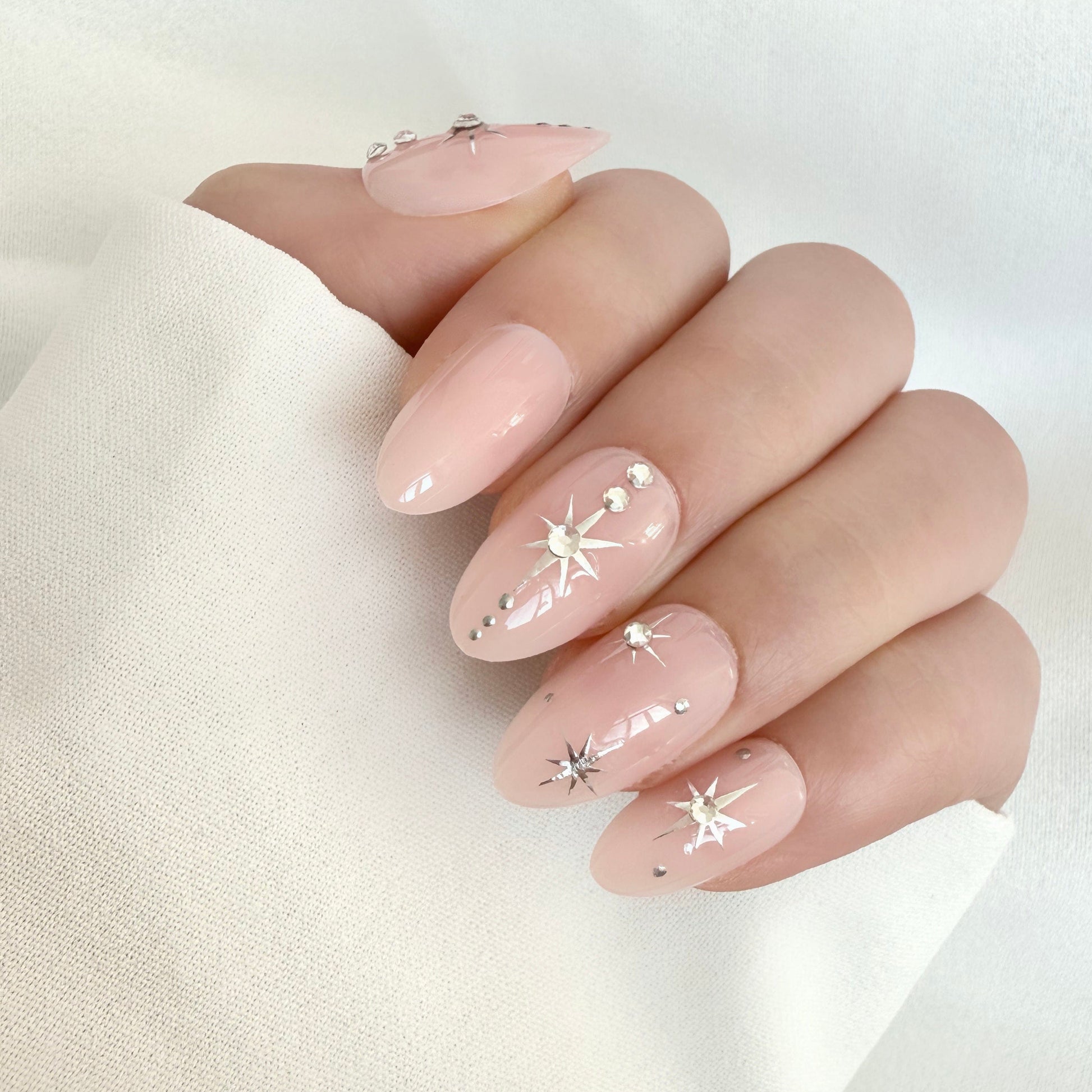 Holy Grail Nail press on Star Crossed Lovers (3D) - Soft Gel Press Ons (Short Almond)