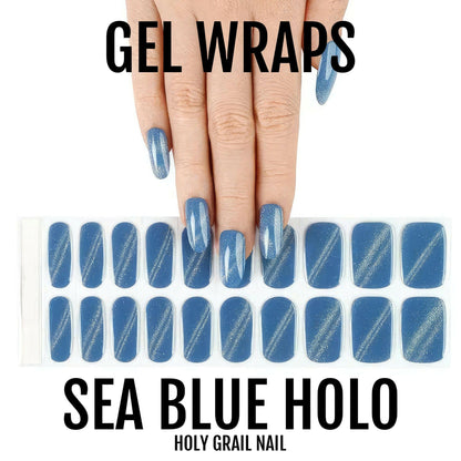 Holy Grail Nail Semi-Cured Gels Sea Blue Holo - Gels, Bluebell Shimmer Gels, Holy Gels