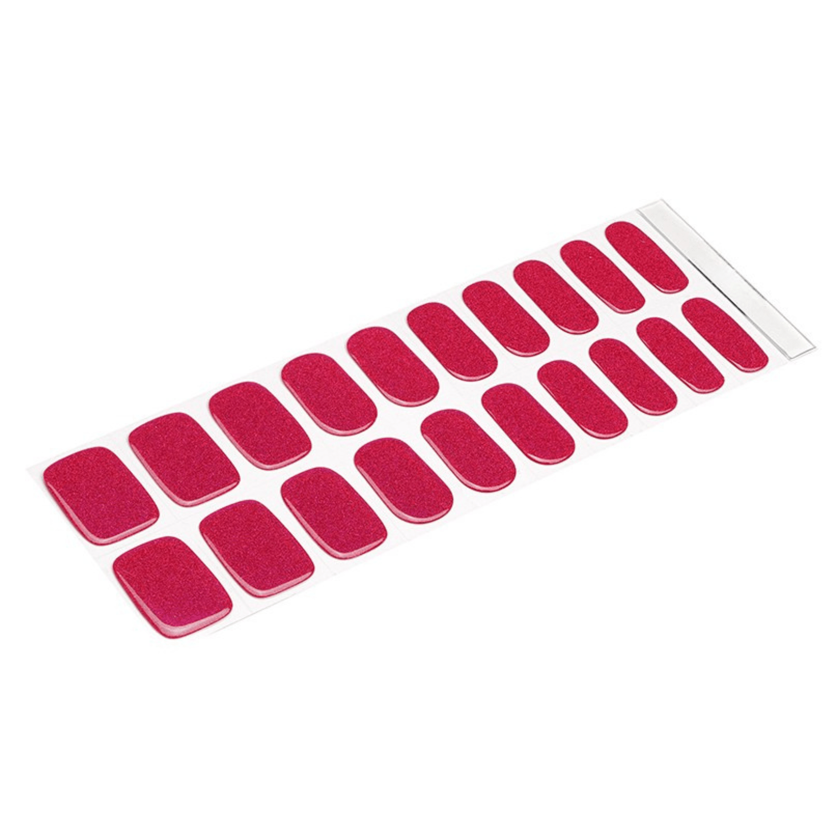 Magenta glitter gel nail wraps sheet with 20 semi-cured pieces for DIY manicure