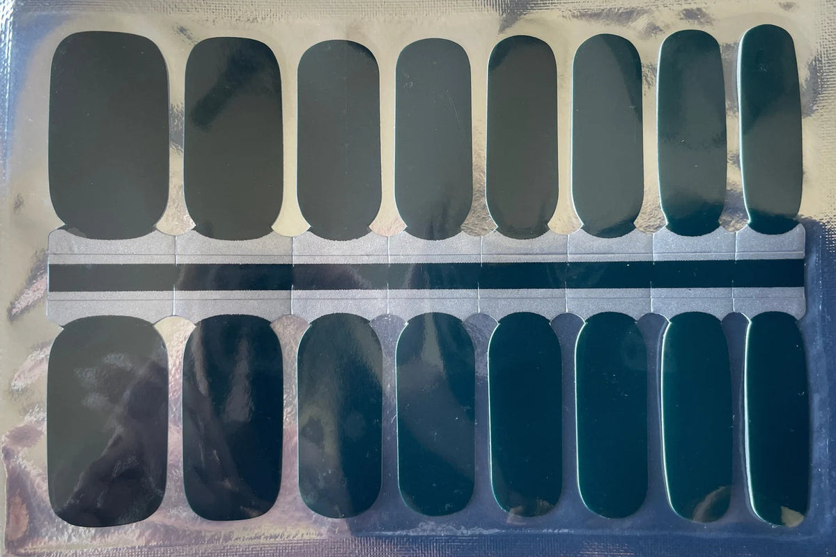 Holy Classics non-UV nail wraps in glossy solid racing green, full nail sheet